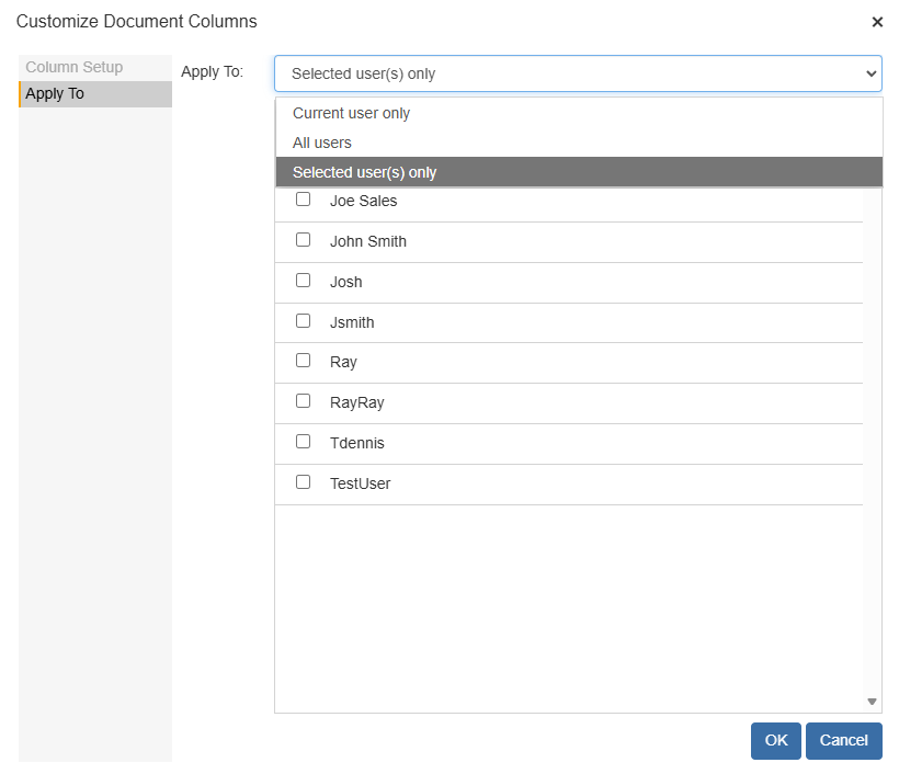 Document Items Columns