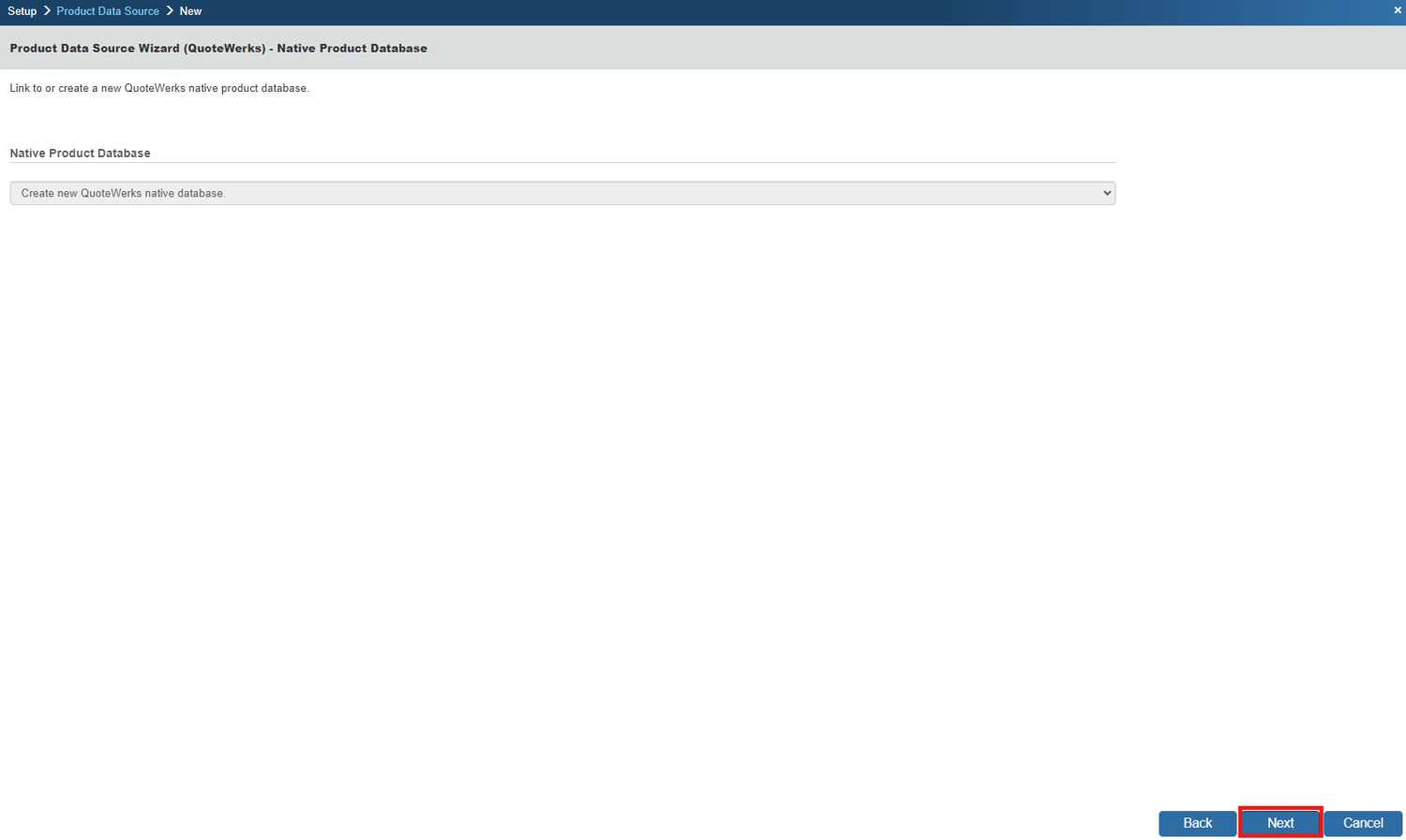 QuoteWerks Native Product Databases